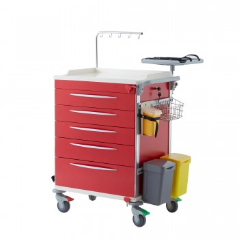 Pacific Medical Emergency Cart - Resuscitation (Red)  - 